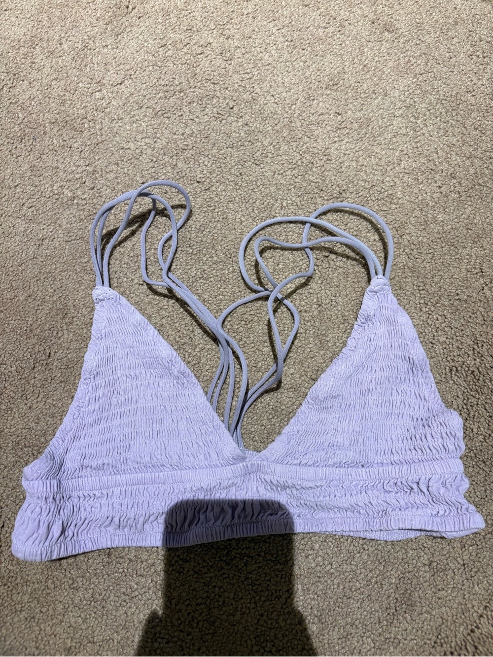 Workhall Lavender Smocked Triangle Bralette size small